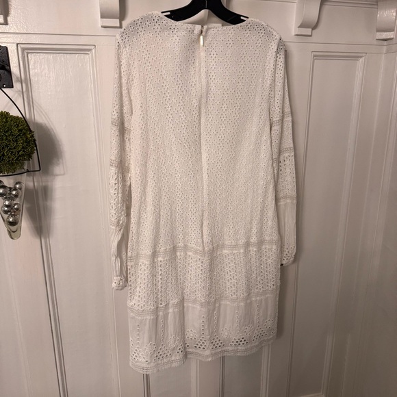 RALPH LAUREN Women’s White Cotton Floral Eyelet Dress Long Sleeve Sz 12 Lined - Picture 5 of 13
